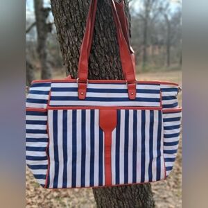 Striped Blue and Orange Tote Bag
